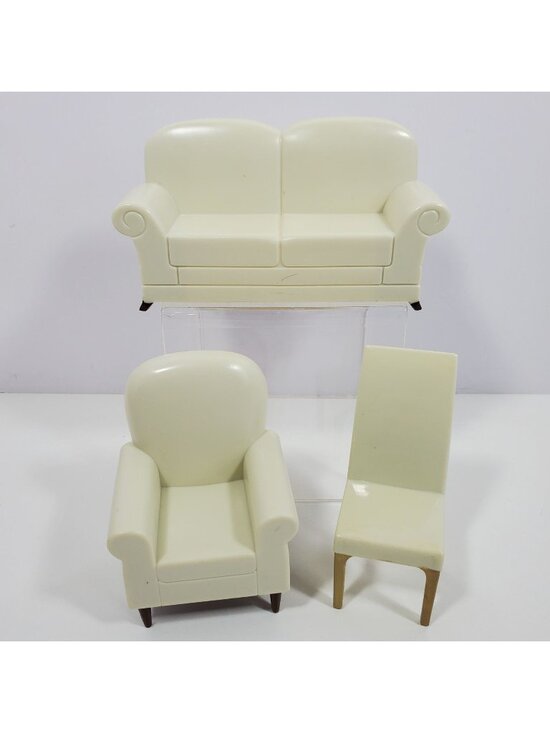 Unmarked Other - Couch Armchair Dining Chair Vintage Plastic Unmarked Dollhouse Furniture Lot